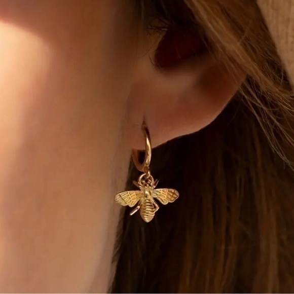 Bee Gold StudDangle Earrings